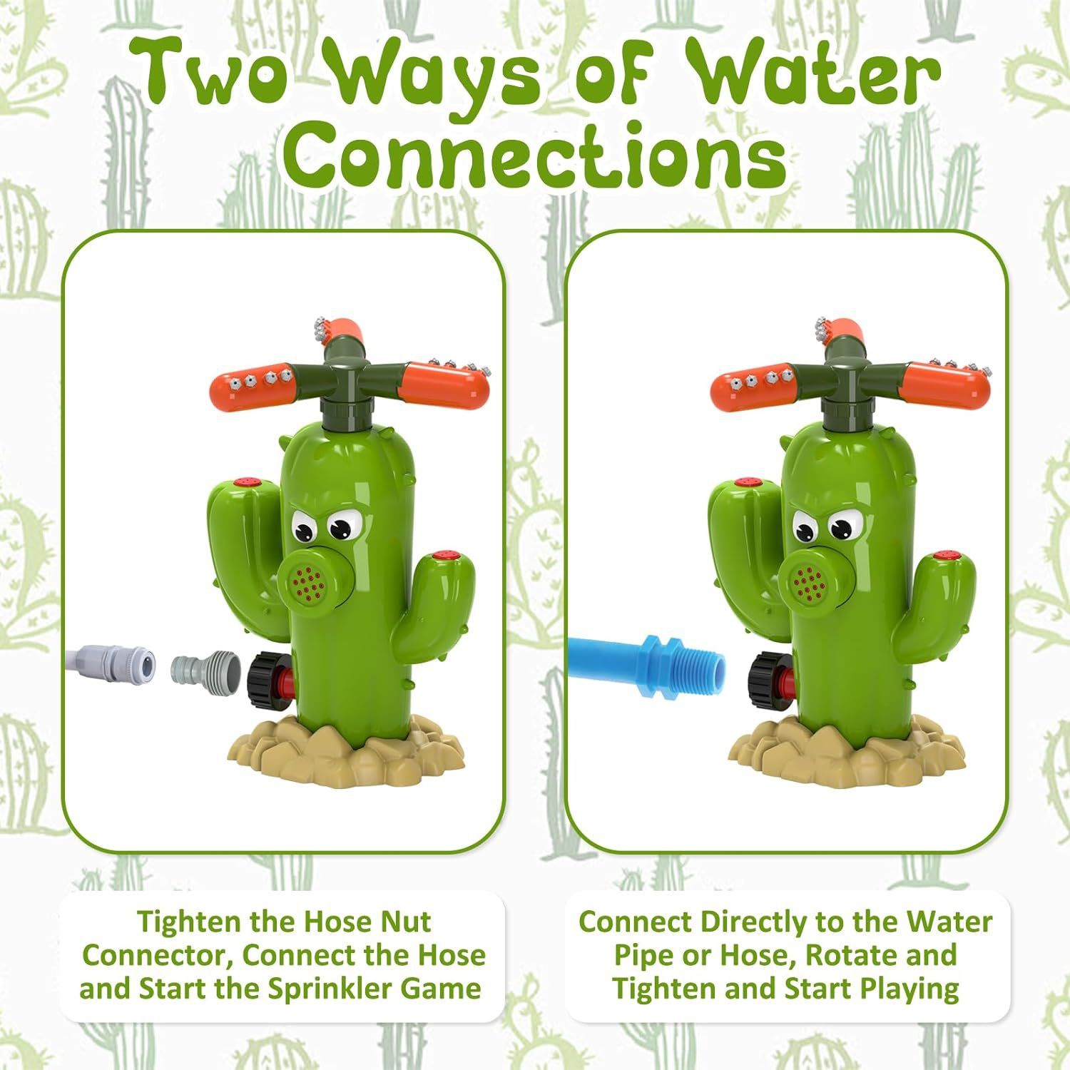 Kids Water Spray Sprinkler Toy 360 Degree Rotating Garden Cactus Outdoor Sprinkler