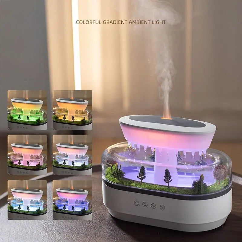 Rain Humidifier Ultrasonic Rainfall Humidifier with Simulated Water Drop Effect