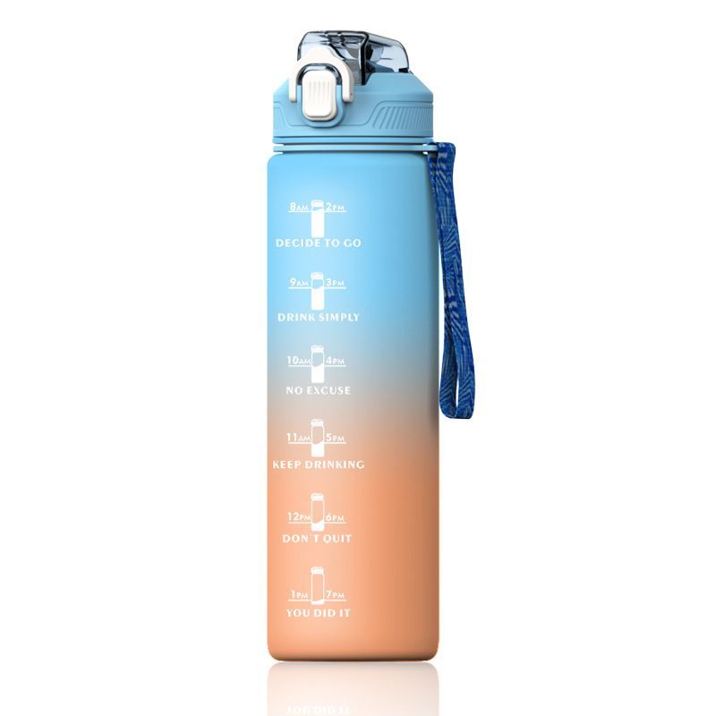 Plastic Water Bottle Leakproof Drink Bottle With Time Marker For Fitness Sports