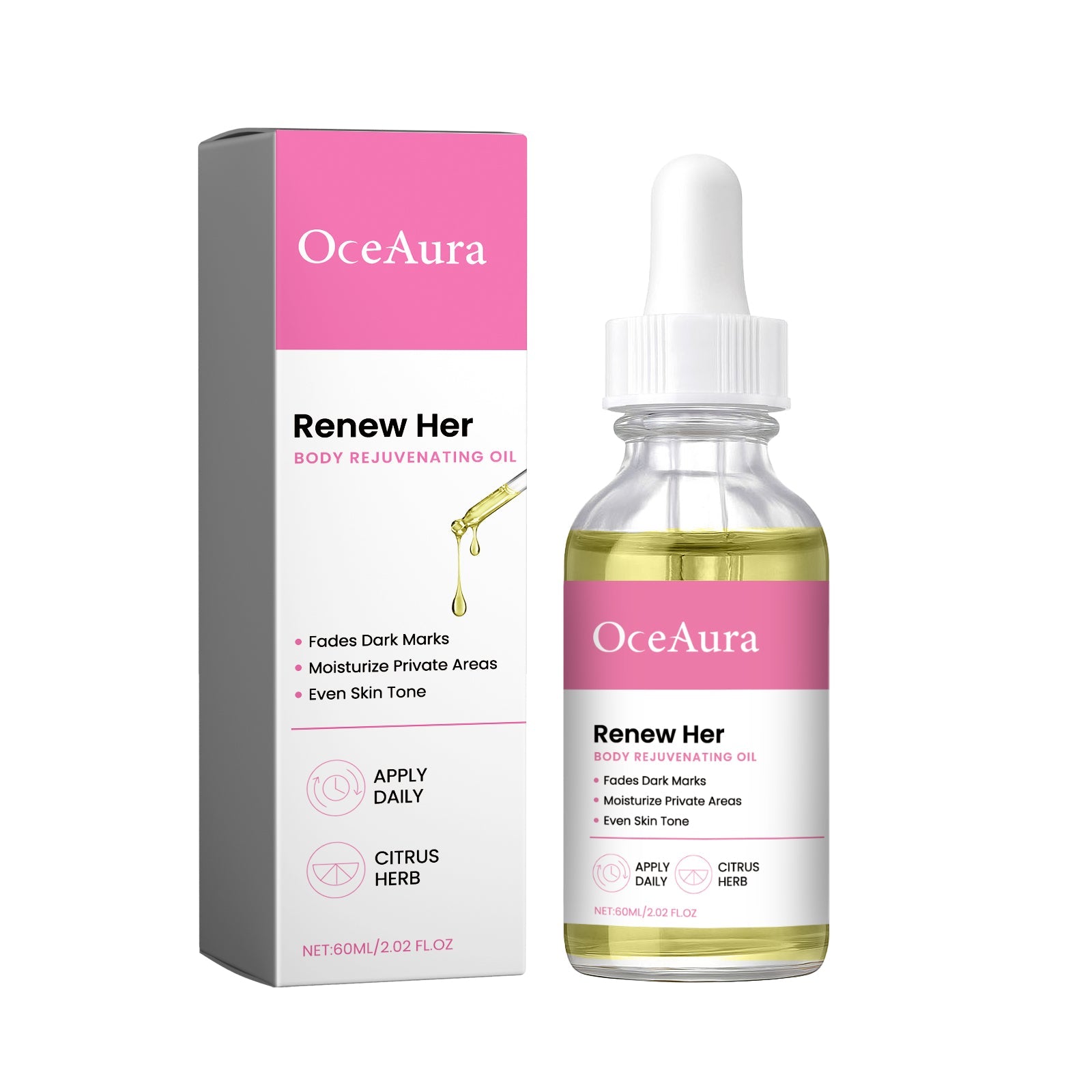 Body Brightening Oil, Repair Dull Skin, Hydrate, Even Tone, Natural Glow ,60ml