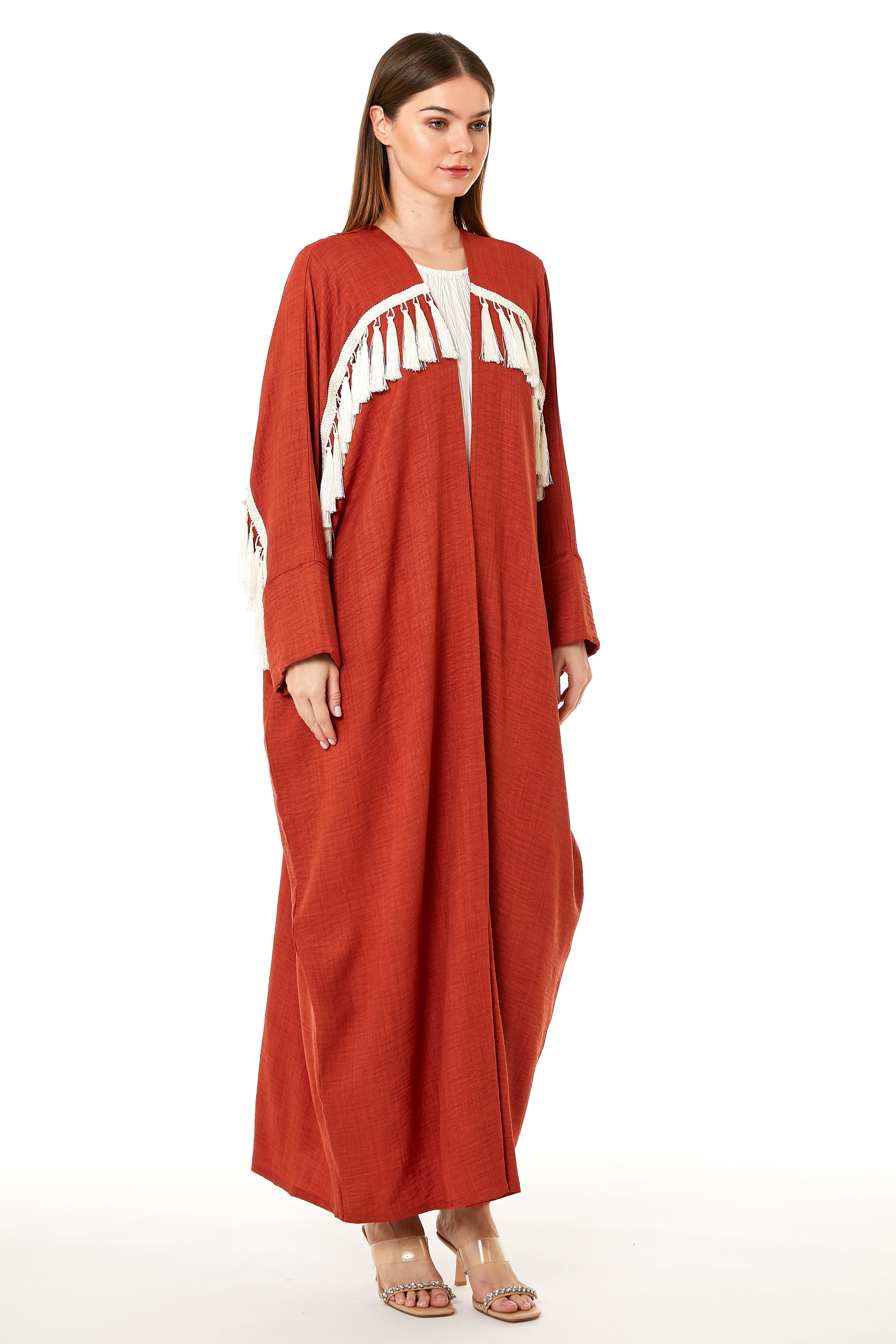 MOiSTREET Rust Orange CEY Melange Abaya