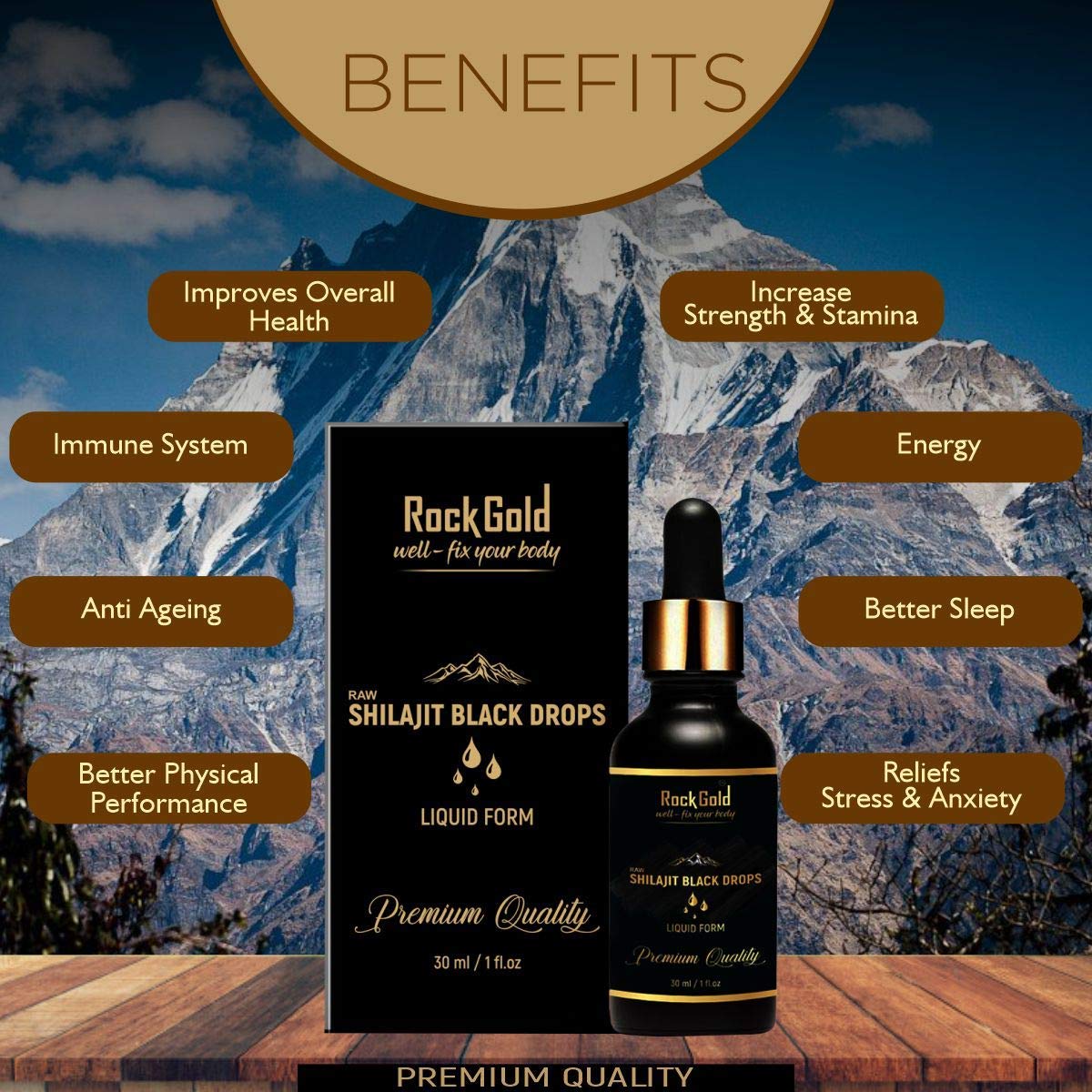 VEDAPURE ROCK GOLD Shilajit Liquid Black Drops 30 ml