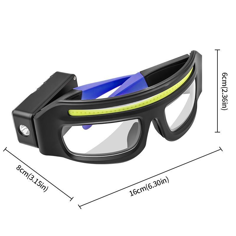 Rechargeable LED Headlamp Glasses with Motion Sensor, 90° Adjustable, Waterproof for Night Work, Camping, Running