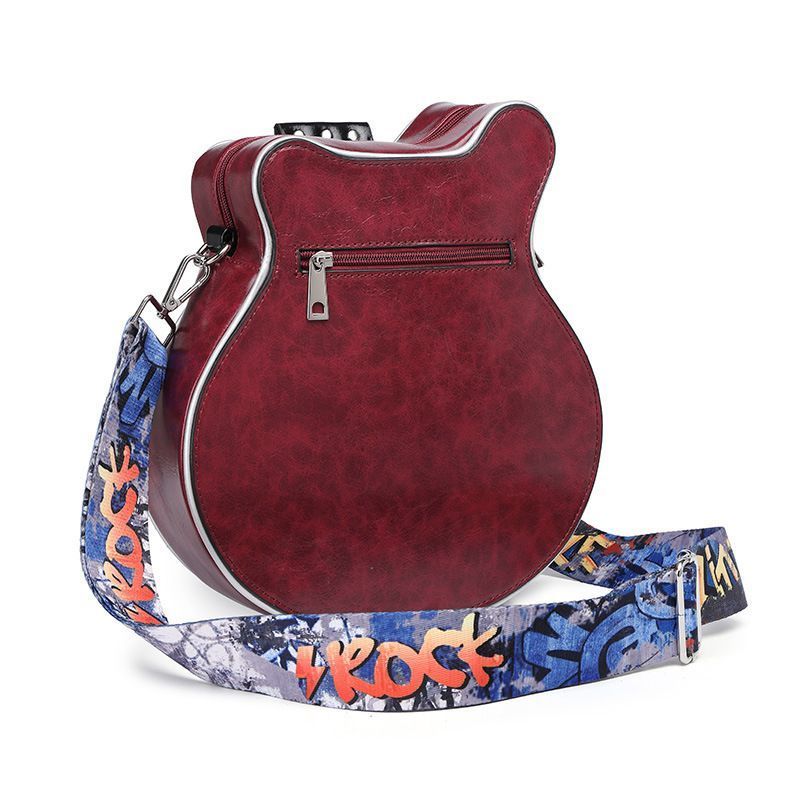 Vintage Guitar-Shaped Crossbody Bag Fashionable Women Shoulder Purse
