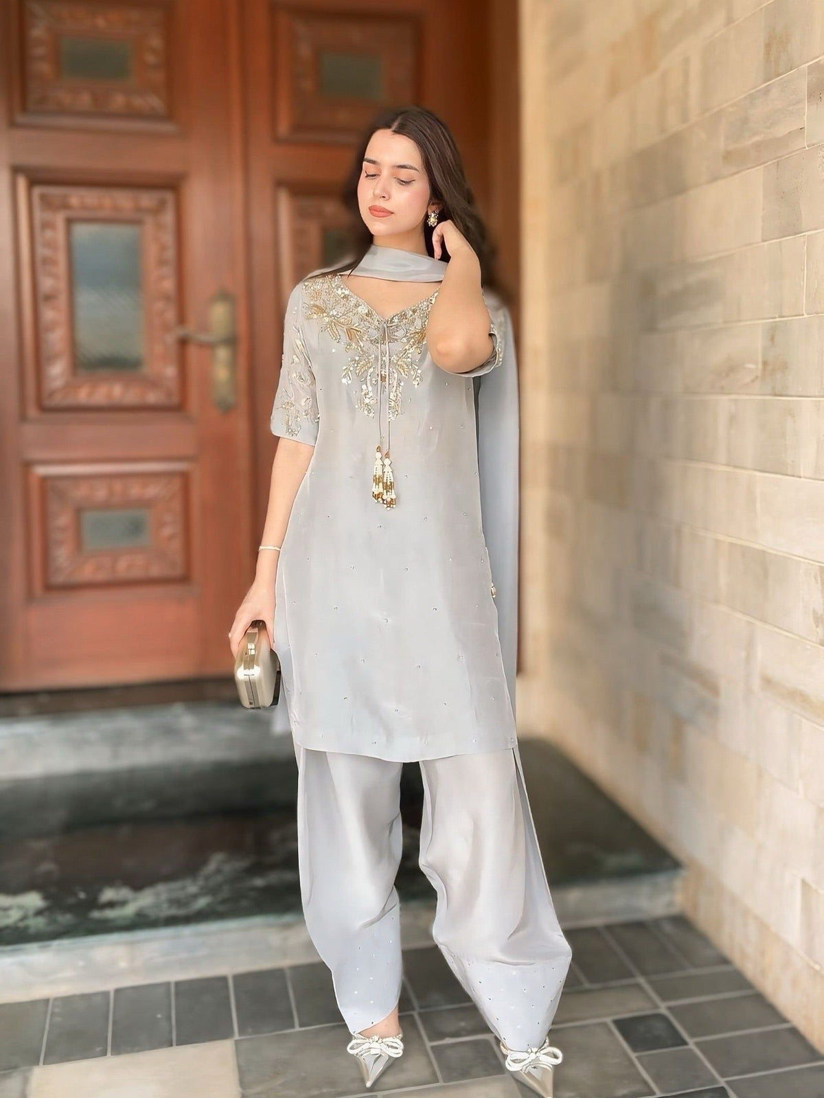 Fab Zone Designer Party Wear Look Top-Plazzo With Dupatta