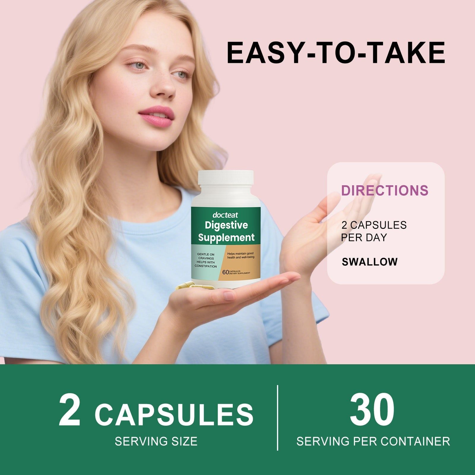 Boost Your Body Care, Intestinal Health Capsules, Improve Digestion, 60 Capsules ,60 capsules