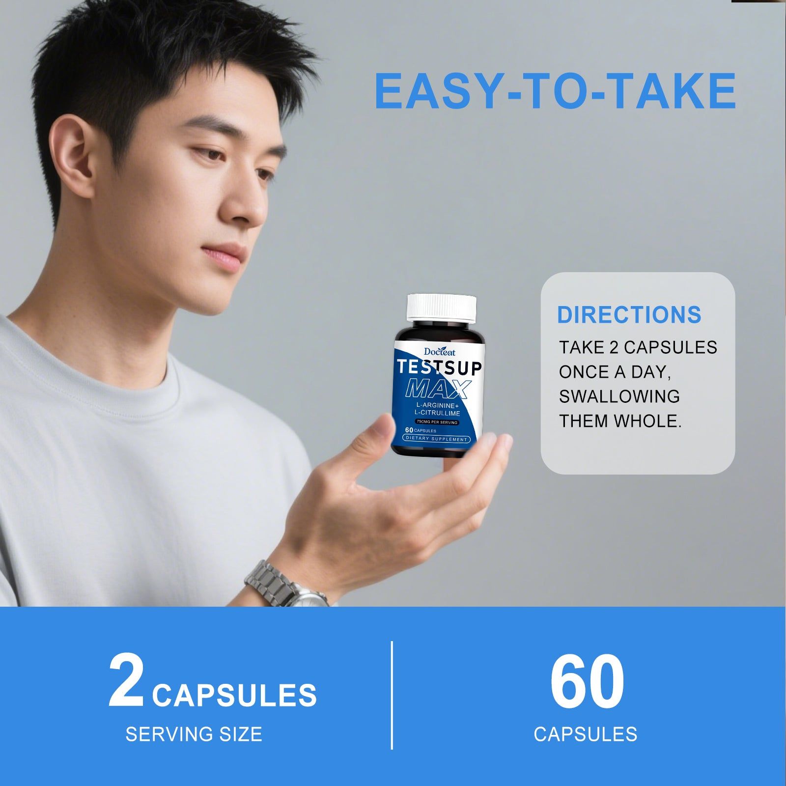 Boost Vitality and Endurance with L-Arginine L-Citrulline Capsules for Body Care ,60 capsules