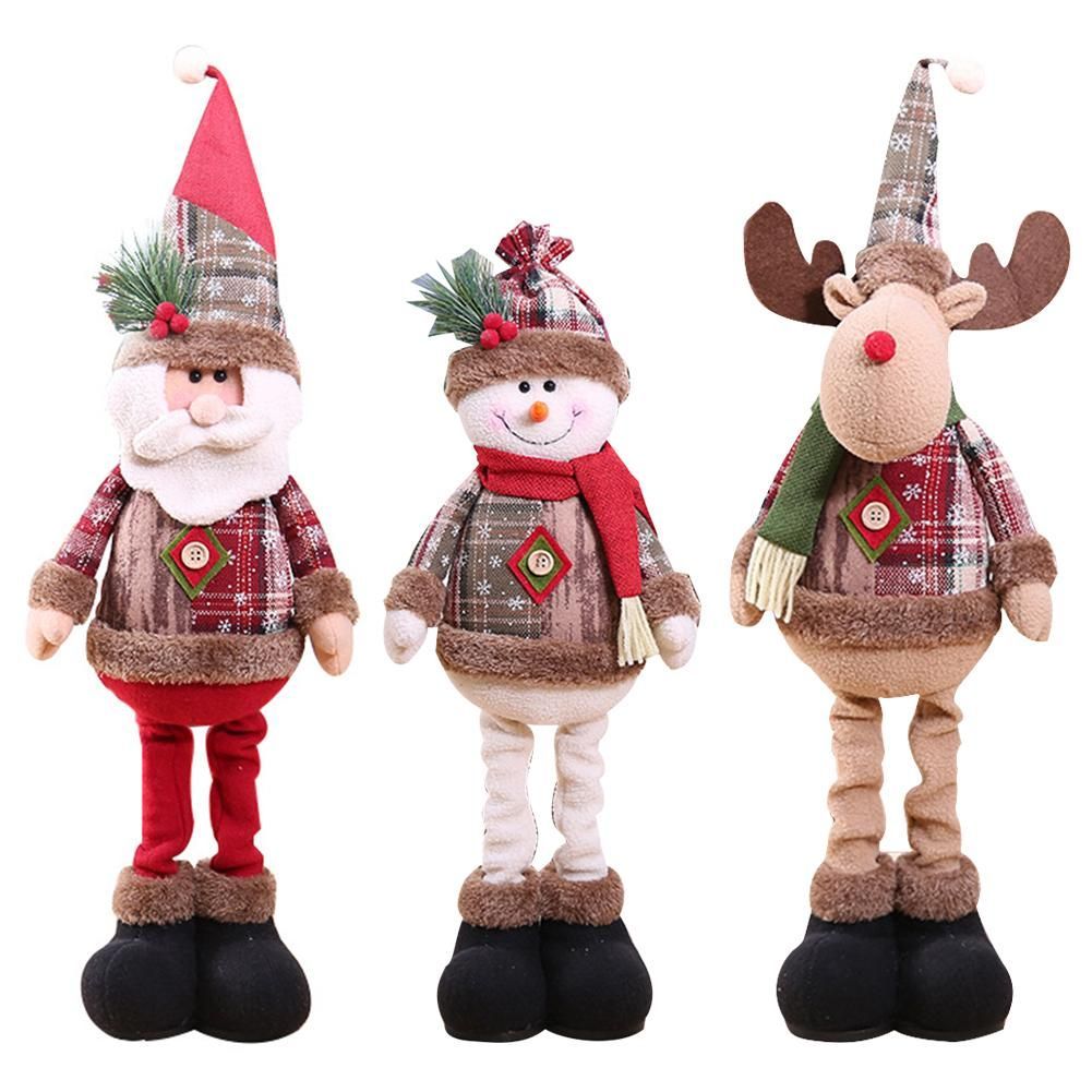Christmas Santa Claus Plush Dolls Snowman Ornament Xmas Decoration Kids Toy
