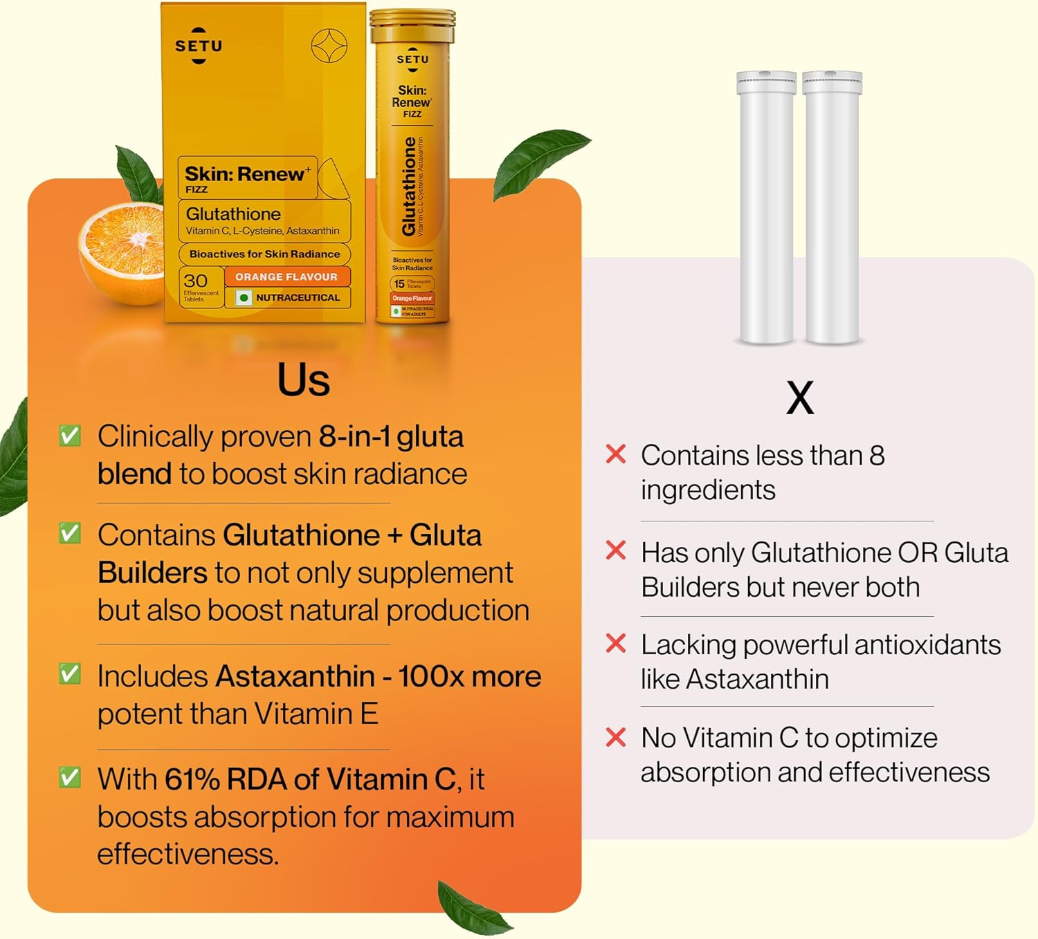 SETU Skin Rejuvenation Combo: Marine Collagen Powder + Glutathione Tablets