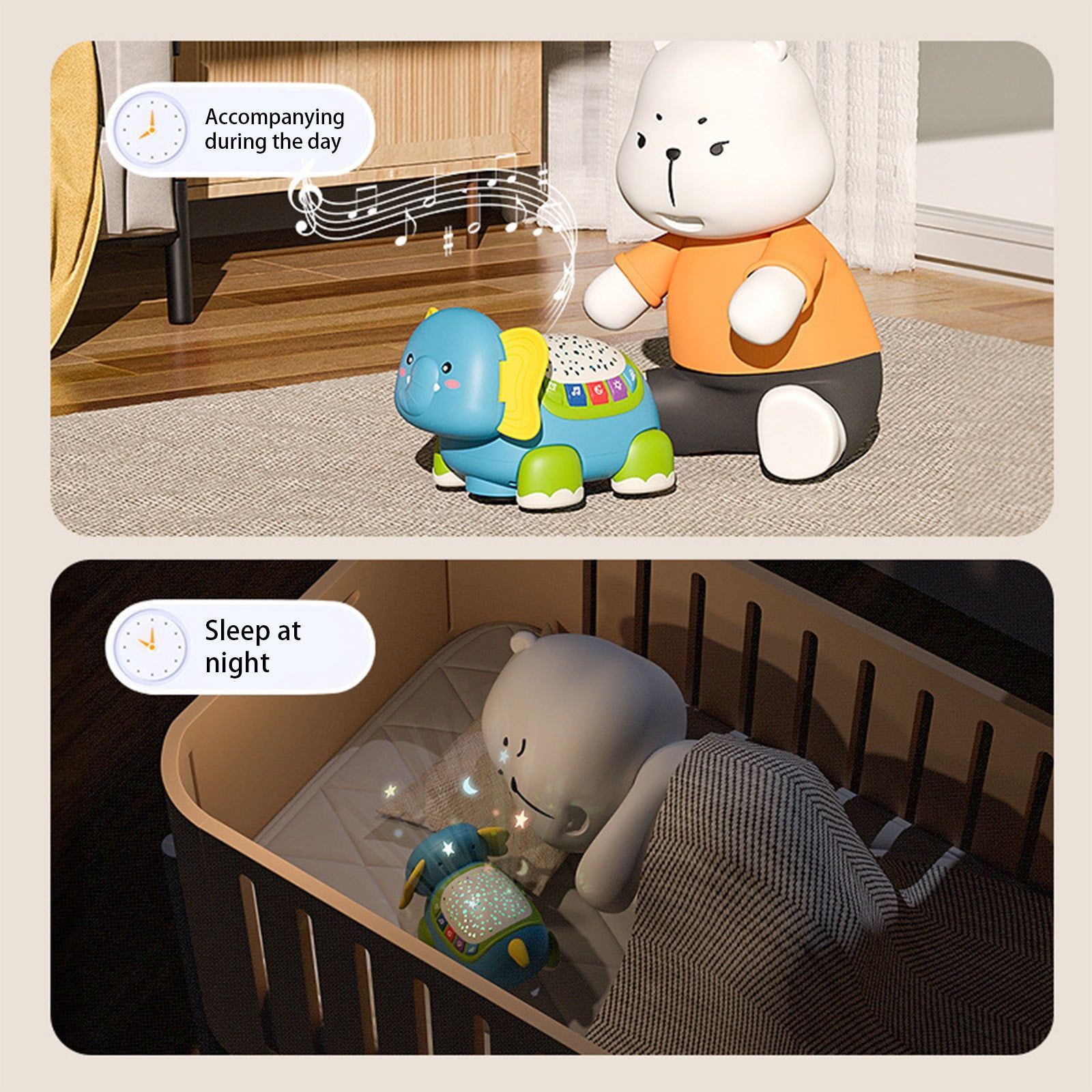 Baby Crawling Toys Musical Fidget Toddler Toys with Light Projector for 6 To 12 Months Infant