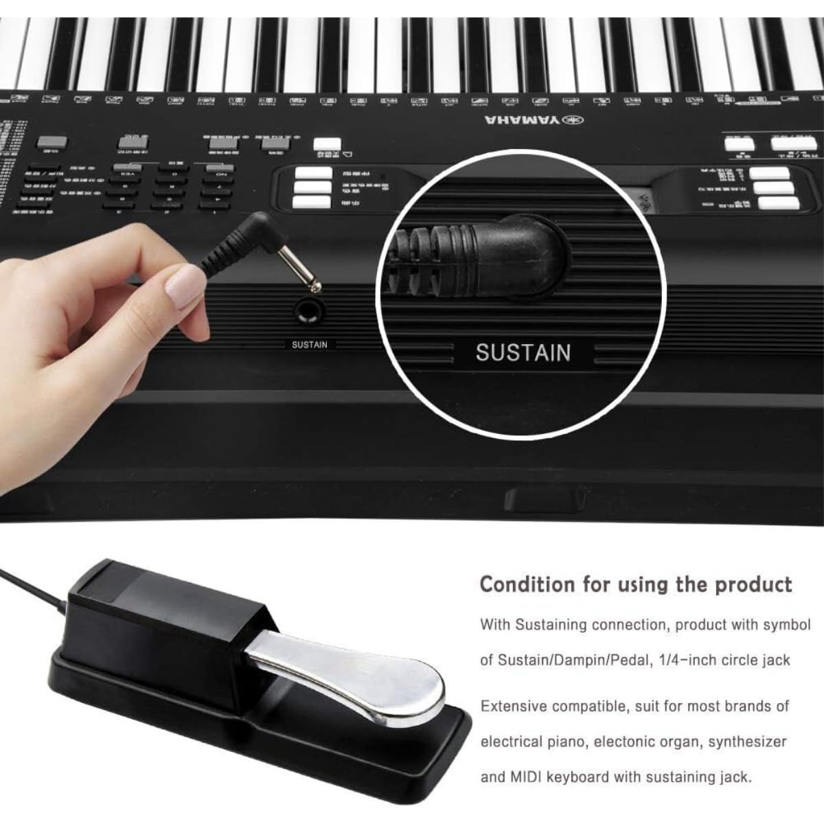 Piano Sustain Pedal Keyboard Sustain Pedal for Digital Piano Electronic Keyboard MIDI Synthesizer