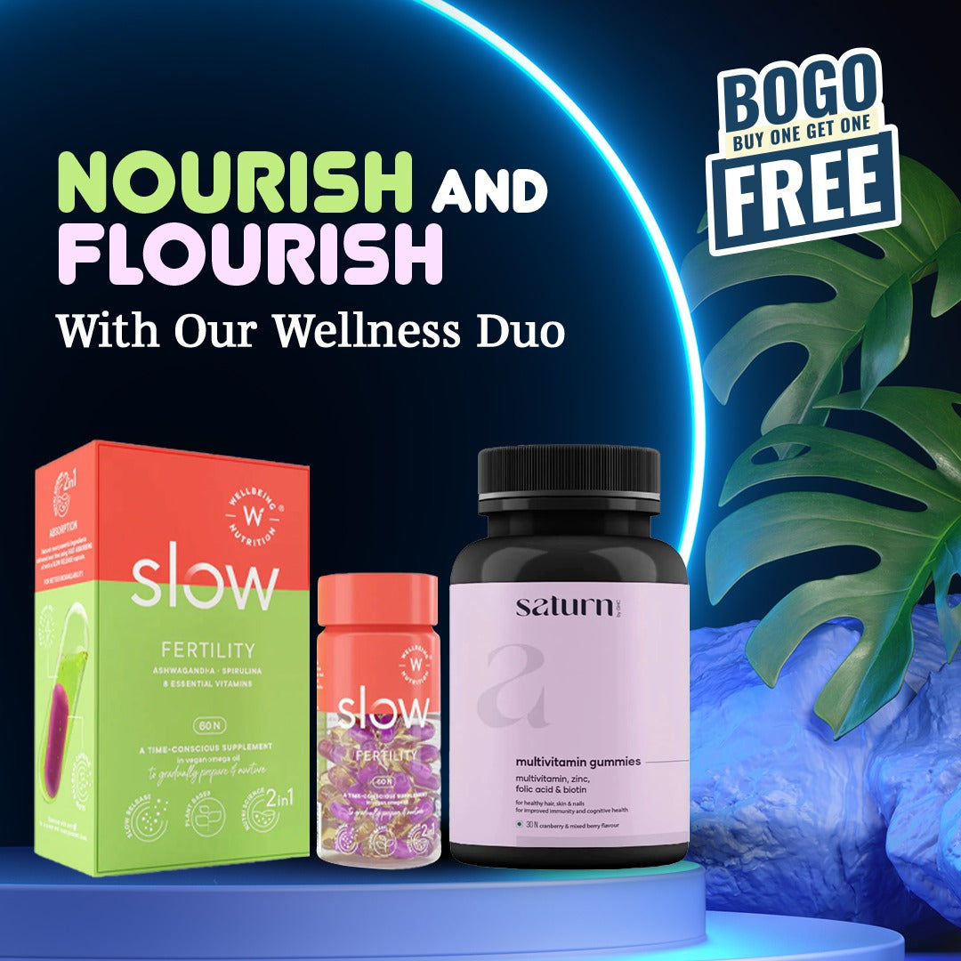 Wellbeing Nutrition Slow Fertility for Her and GHC Saturn Multivitamin Gummies (Buy 1 Get 1 FREE)