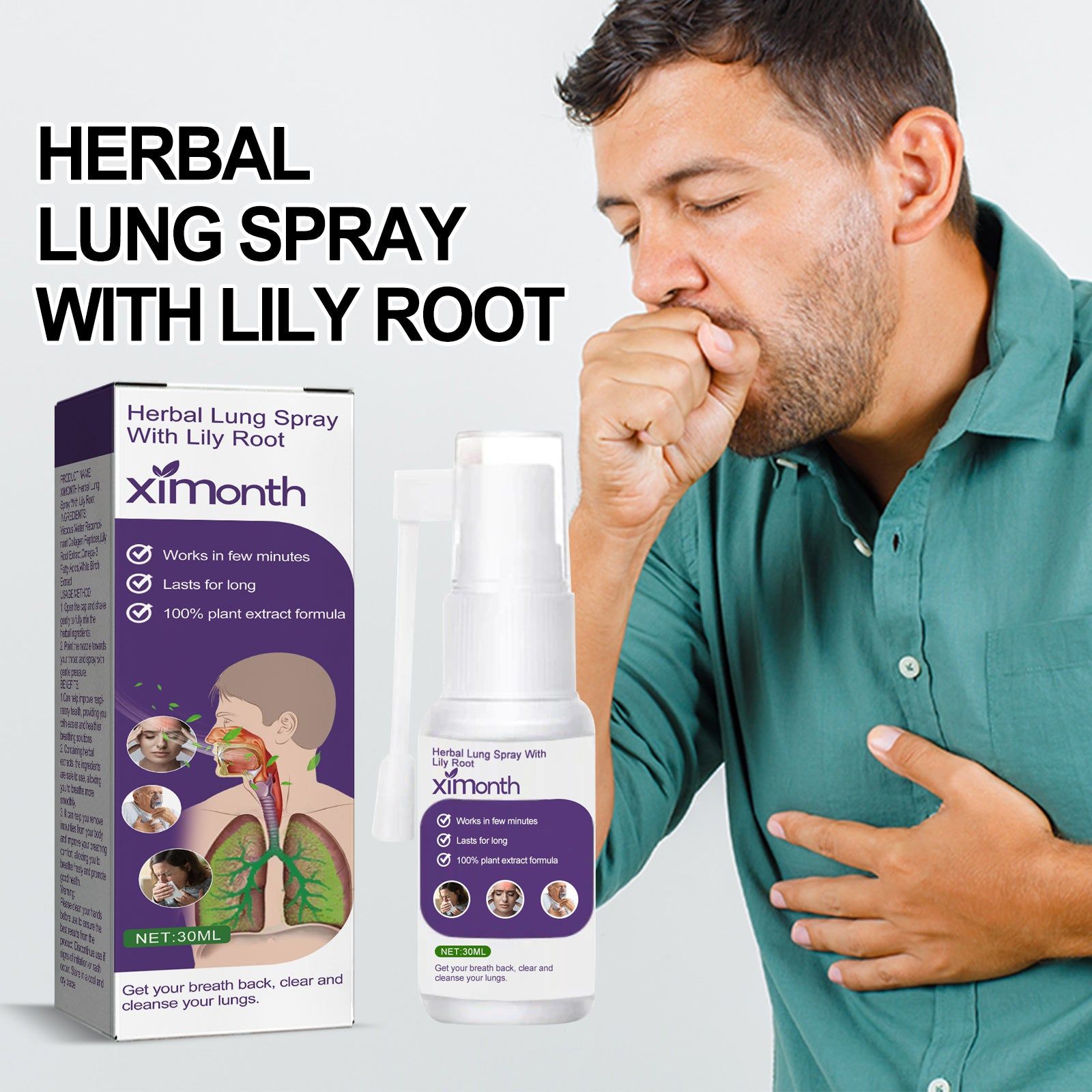 Body Care Spray for Phlegm Relief, Throat & Nasal Congestion, Natural Breath Freshener ,30ml