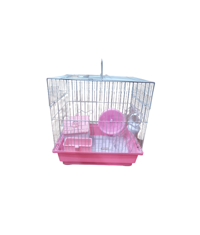 Dayang Hamster Cage 30 x 23 x 31cm - Pink Body & White Grill
