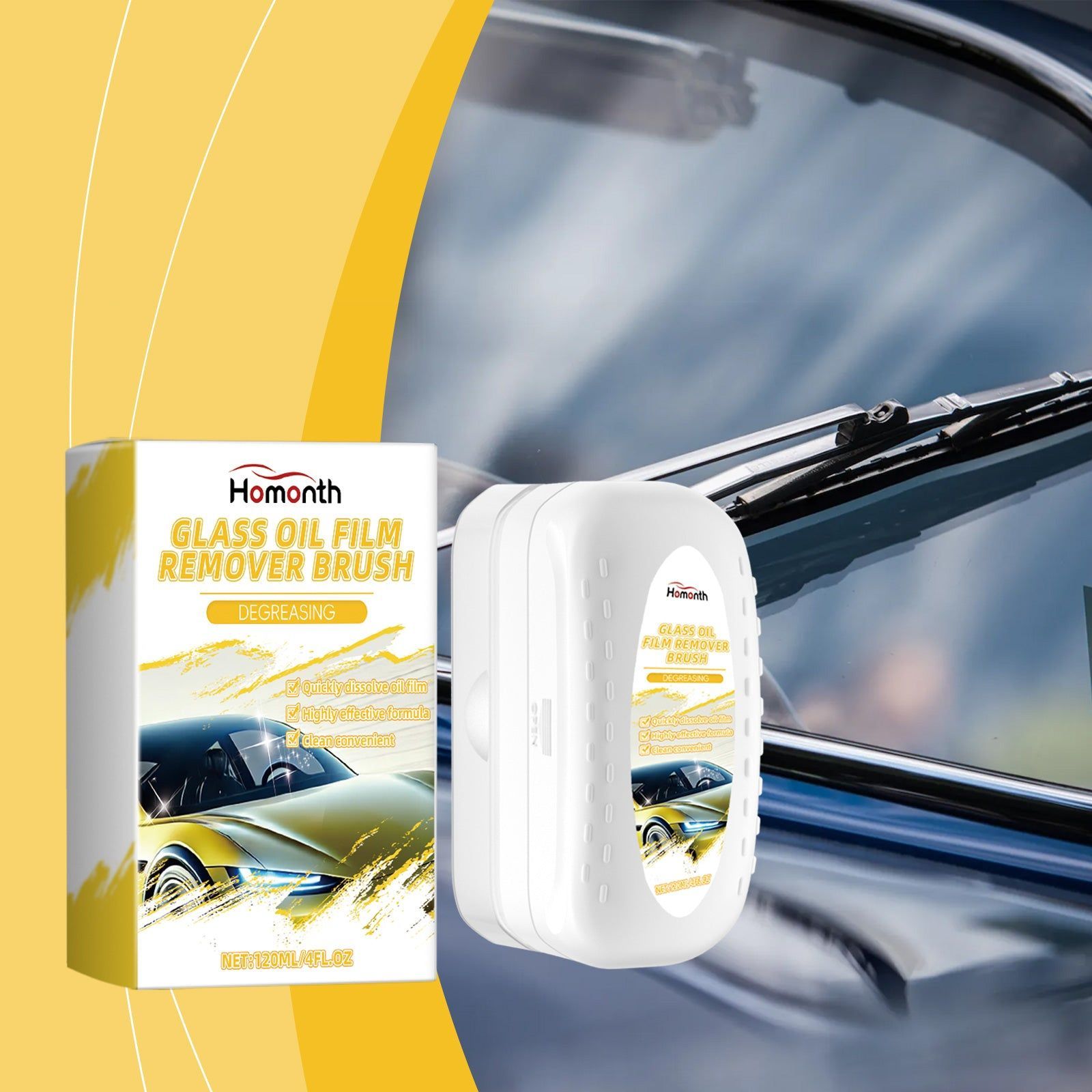 Car Glass Degreaser, Waterproof Rainproof Window Cleaner, Removes Oil Film and Stains ,120ml