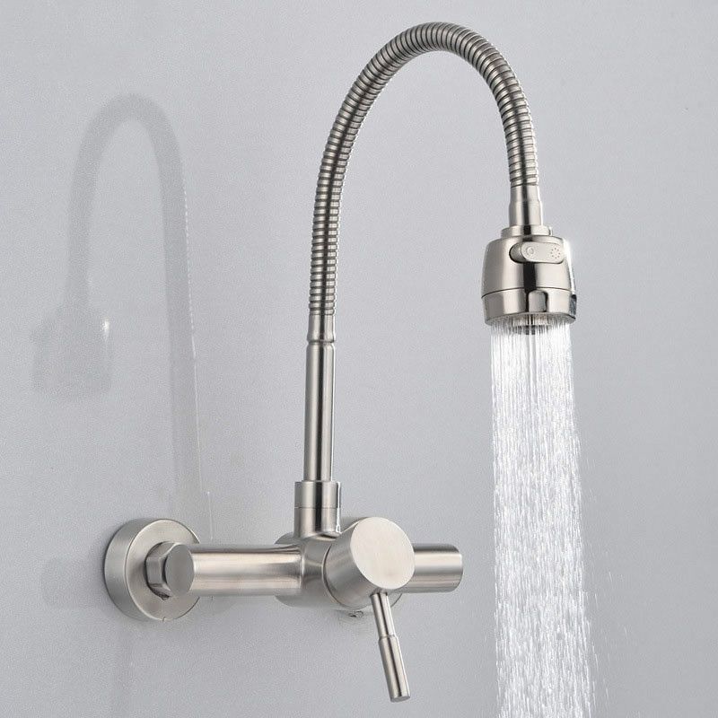 Stainless Steel Material Wall Mounted Kitchen Sink Mixer Faucet Free Rotation Hose Water Tap Rotation Hose Water Tap