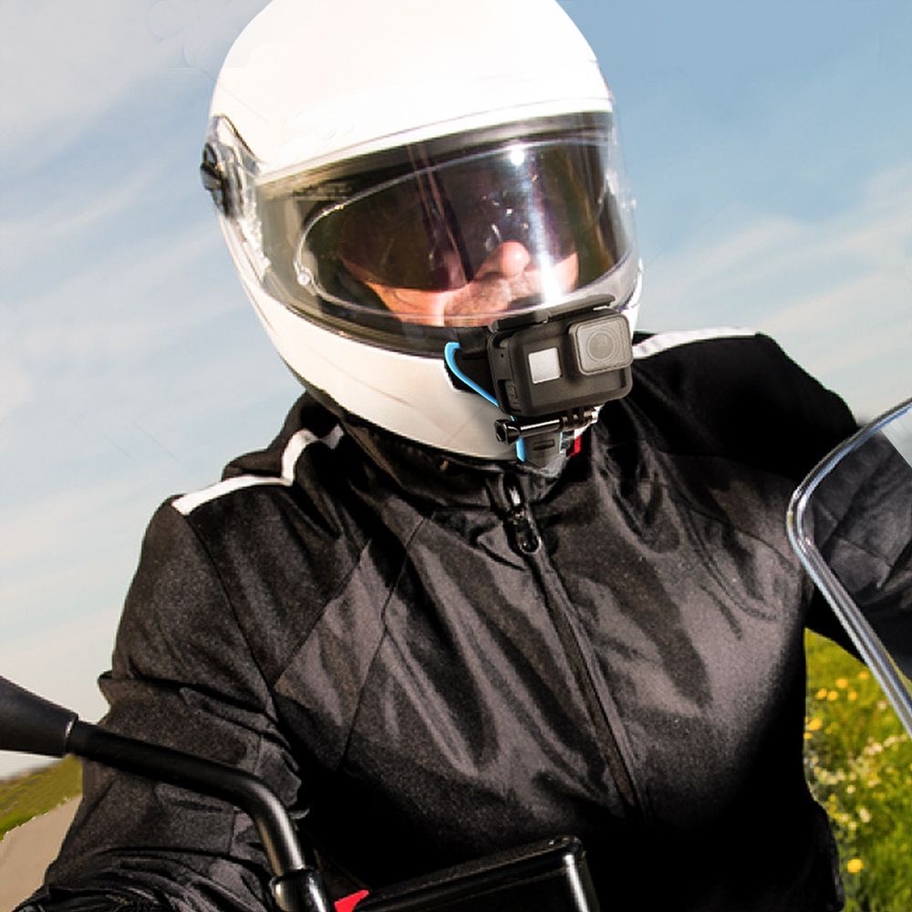 Motorcycle Helmet Chin Mount Holder With Phone Stand Remote For Gopro 7 6 5 Action Camera