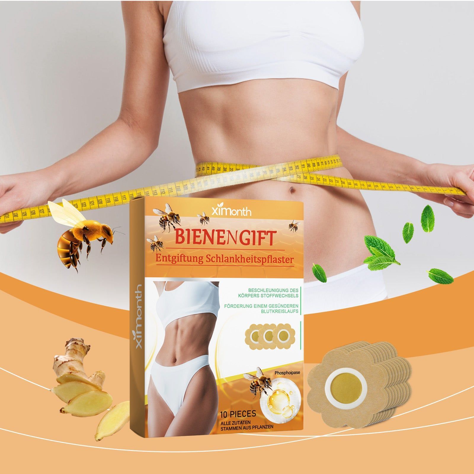 Bee Venom Body Shaping Patch for Lazy Bodybuilding, Skin Firming, Fat Loss ,10pieces