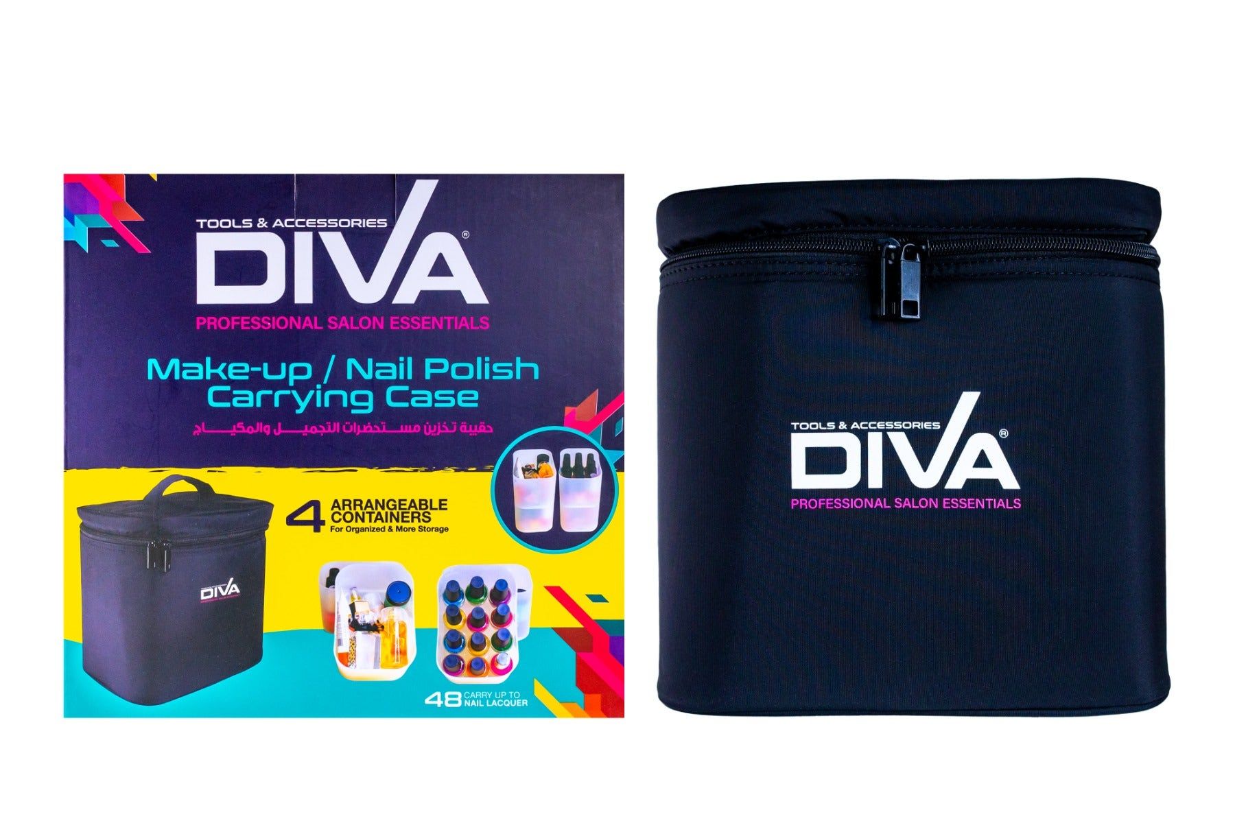Diva Cosmetic Bag with Tray, Black, LYBT9602+9603