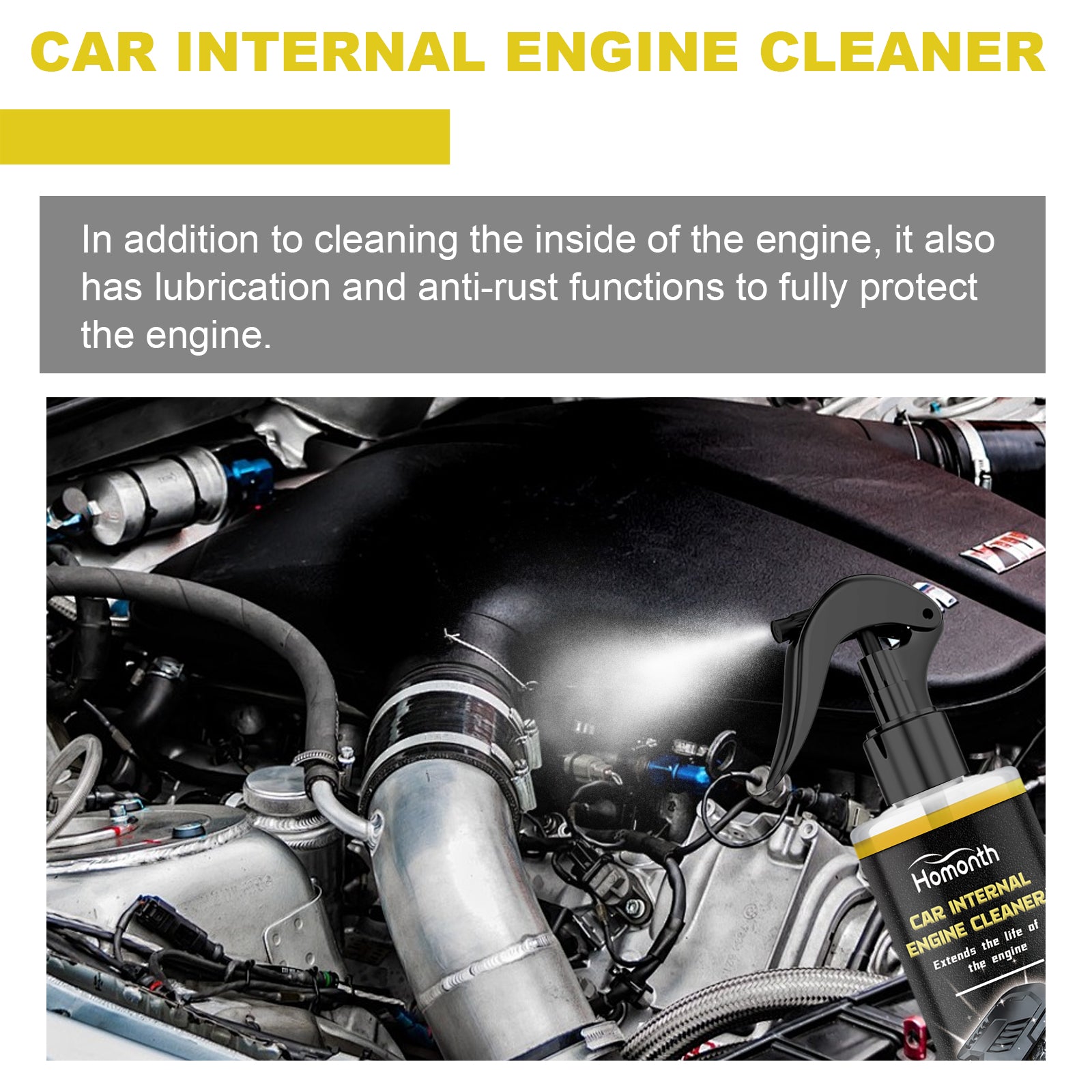 Car Engine Cleaner, Deep Decontamination, Rust Prevention, Mud Free, Automotive Cleaning Solution ,1set