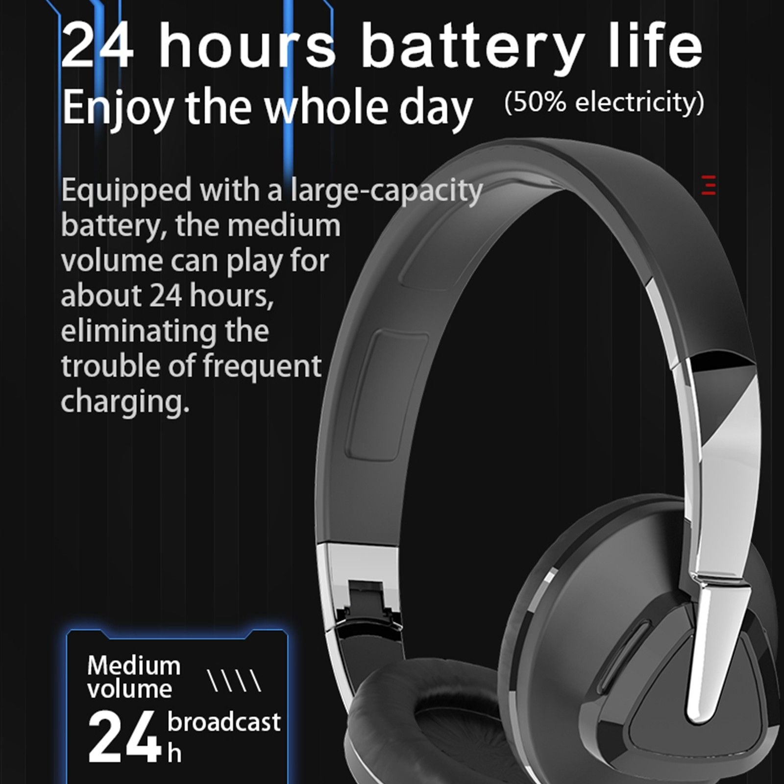Noise Cancelling Bluetooth Headset Wireless Foldable Gaming Stereo Headphones