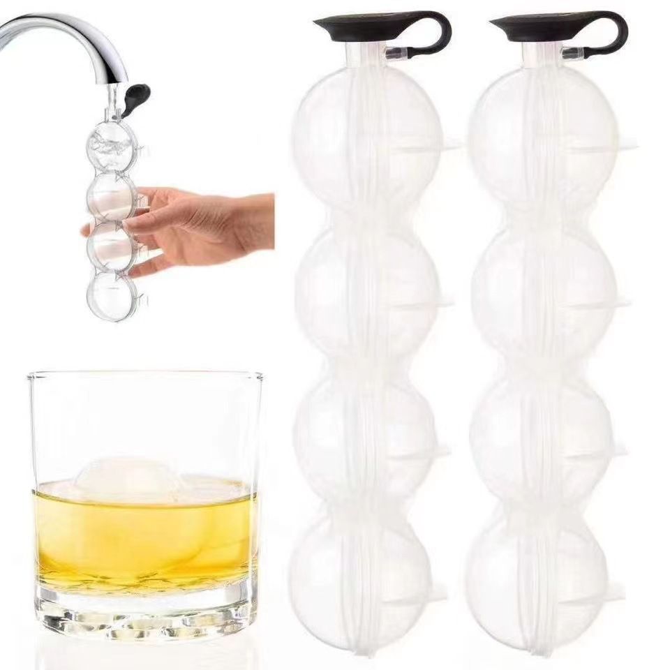 4 Cavity Ice Ball Maker Mold Ice Hockey Cube Tray For Whiskey Vodka