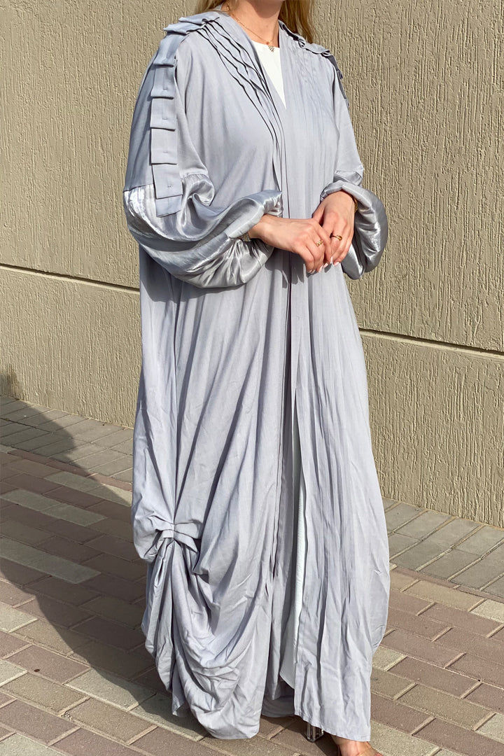 MOiSTREET Grey Harir Maqsood Casual Abaya