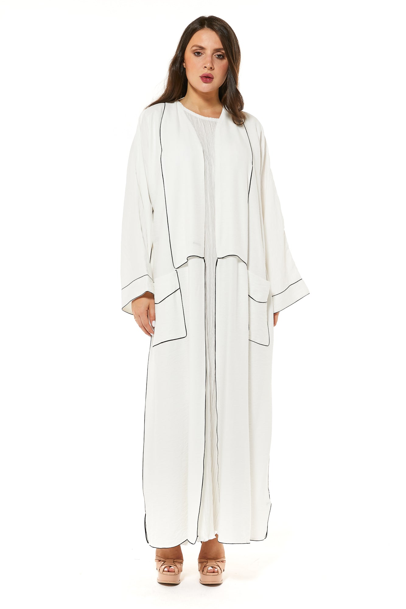 MOiSTREET White Linen Casual Abaya