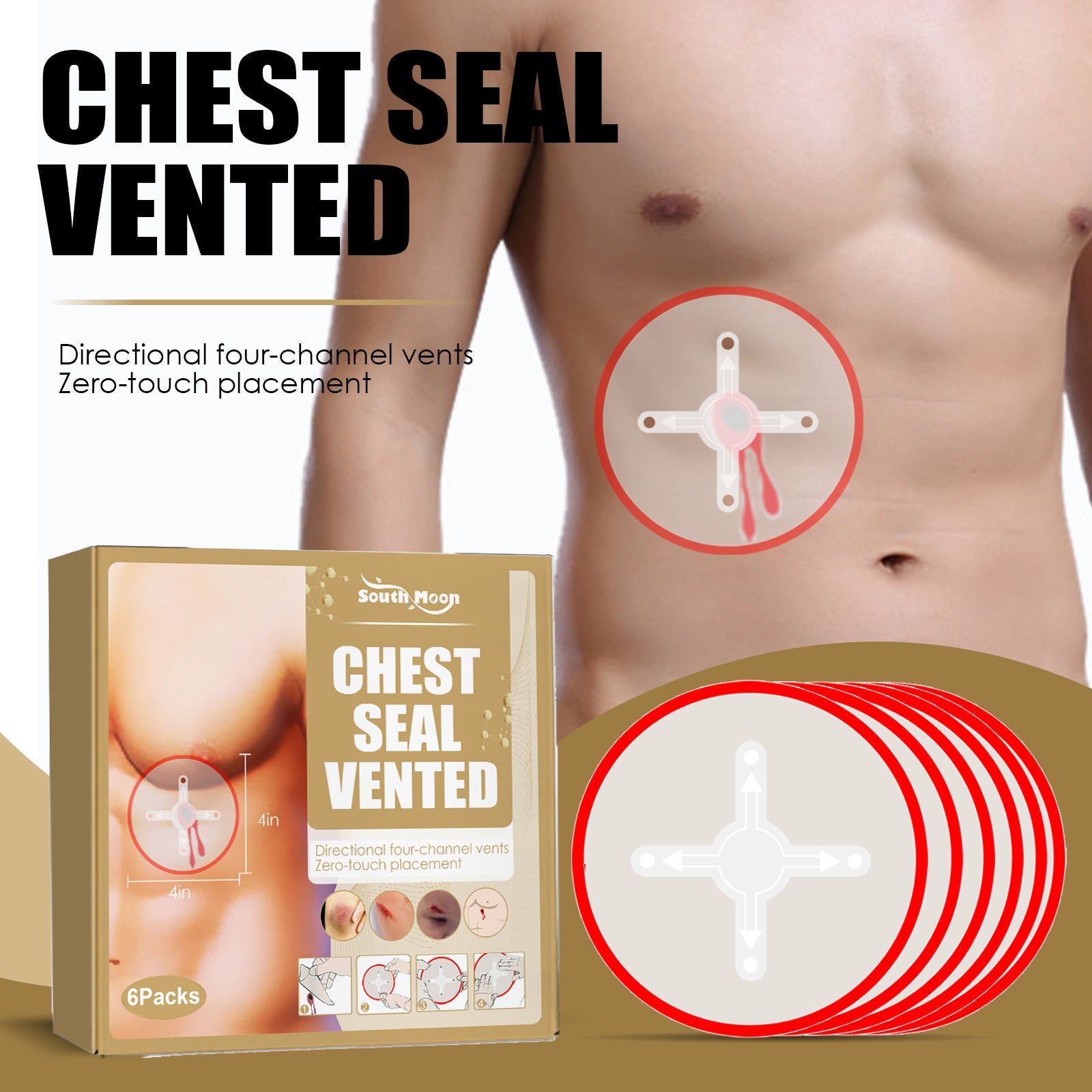 Breathable Waterproof Wound Bandage, Hemostatic, Skin Care Patch ,6packs
