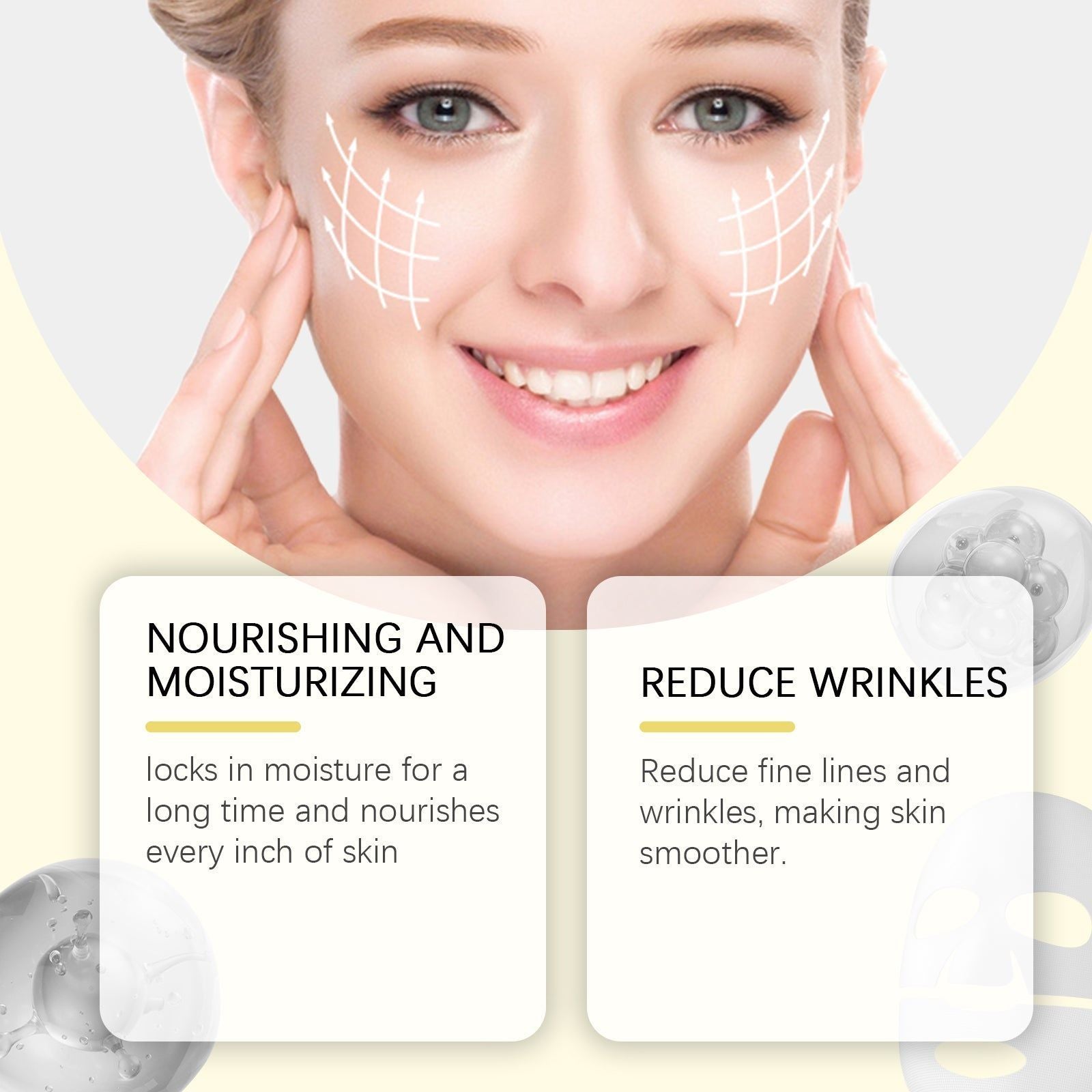 Collagen Face Mask, Hydrating, Anti-Aging, Skin Brightening, Facial Care ,4pieces