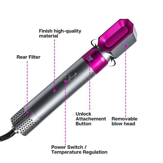 5 In 1 Electric Hair Dryer Automatic Hair Curler Hot Air Comb Hair Blower Brush Styling Tool