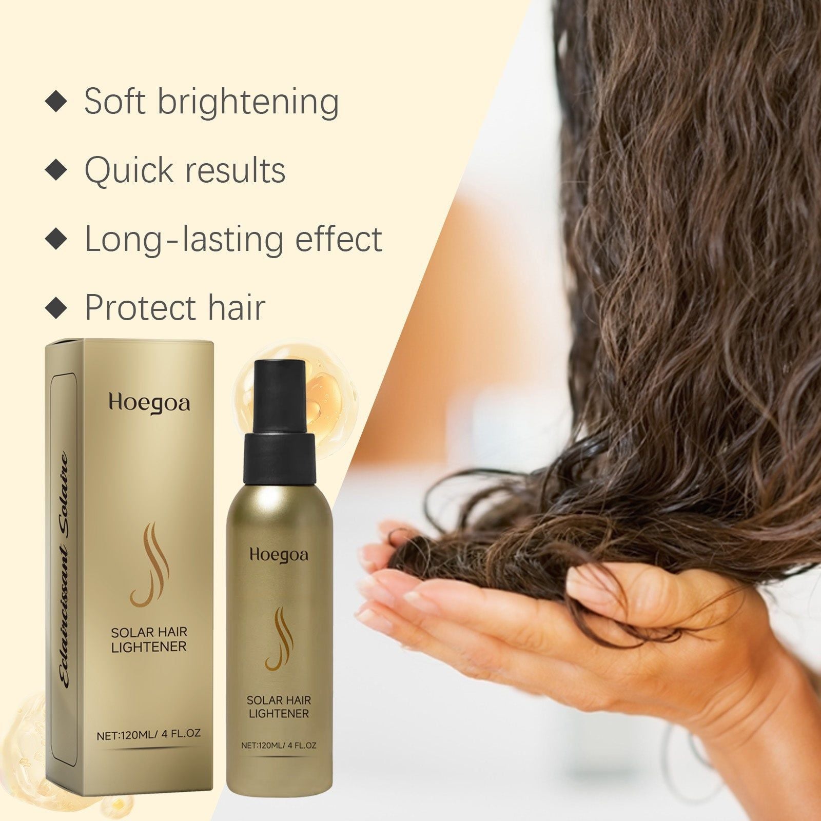 Brighten Hair Instantly, Natural Hair Care, Long-Lasting Shine, Vitamin C Hair Brightener ,120ml