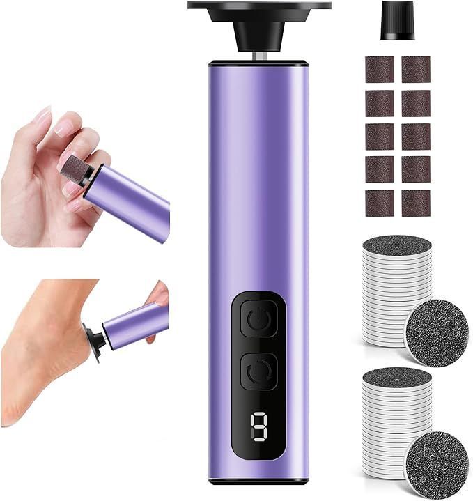 2 in 1 Electric Foot Callus Remover Rechargeable Electric Foot File Sander for Feet Nails