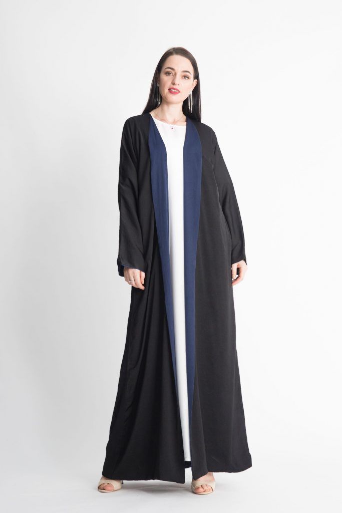 MOiSTREET Front Blue Paneled Abaya