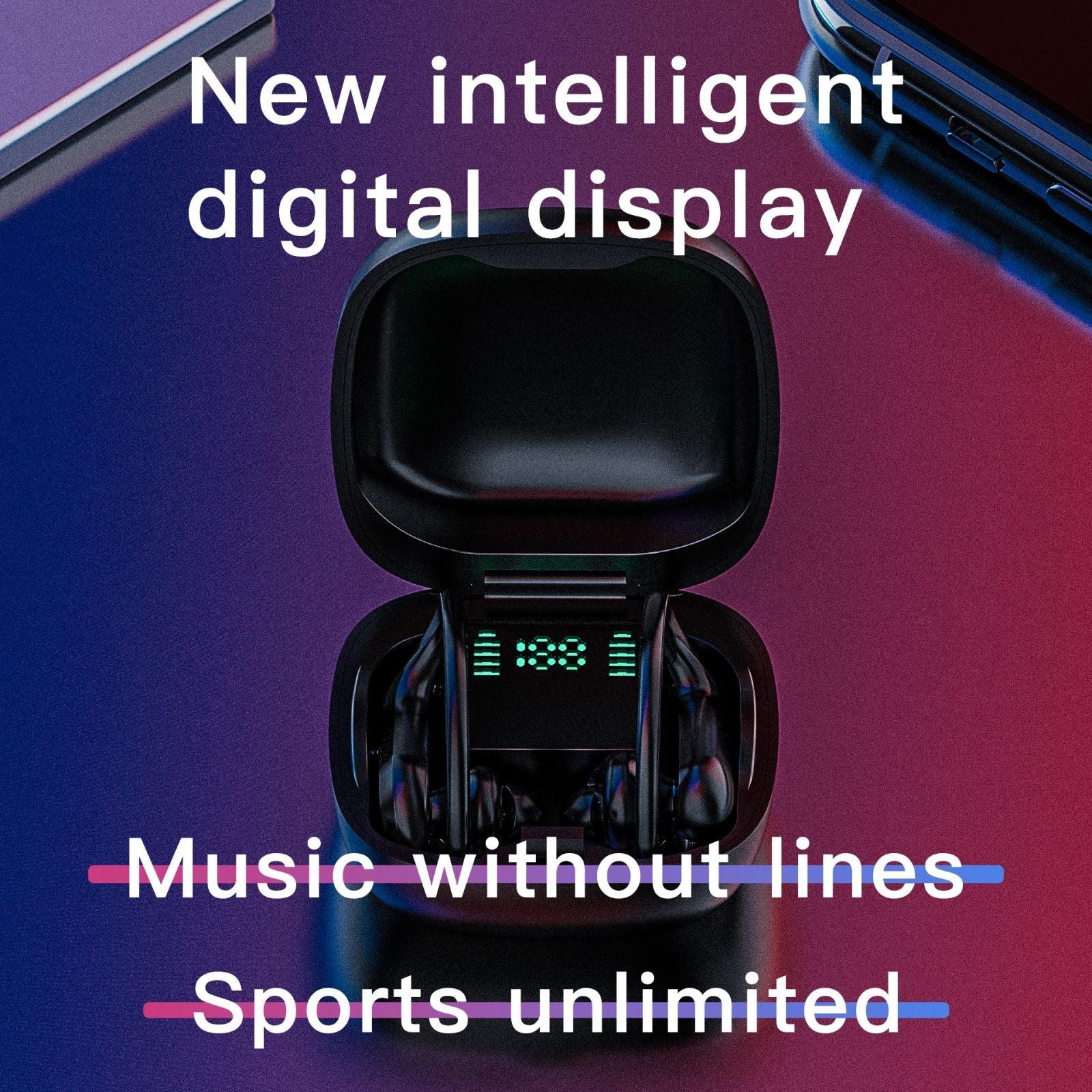 MD03 Wireless Ear-mounted Touch Bluetooth Earphone with Charging Box & Digital Display