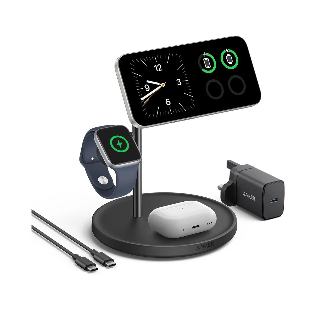 Anker MagGo Wireless Charging Stand 3-in-1 15W, Black