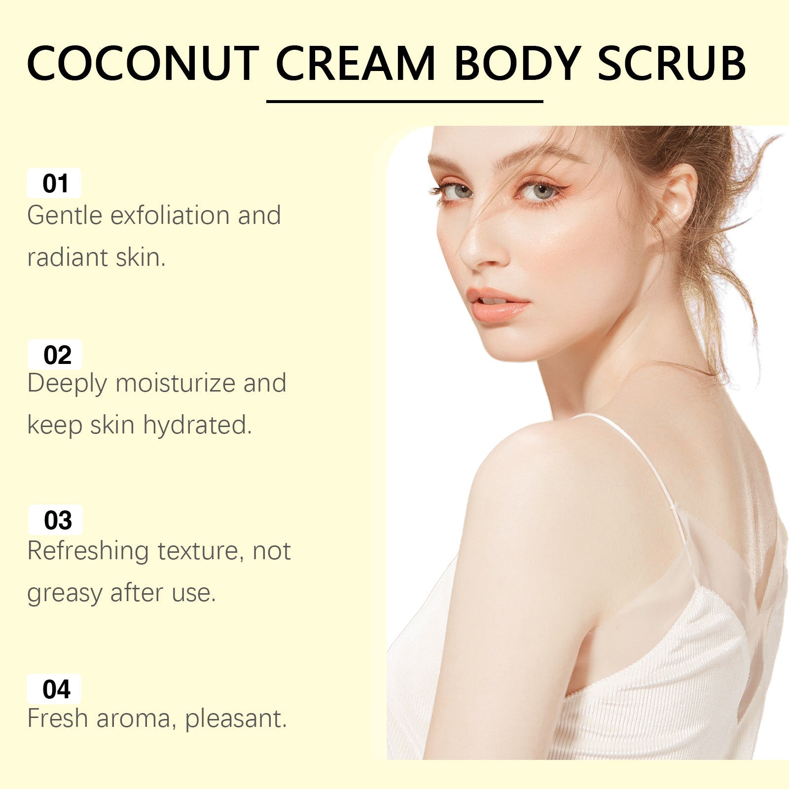 Coconut Body Scrub, Gentle Exfoliating Skin Care for Smooth, Soft, Radiant Skin ,100g
