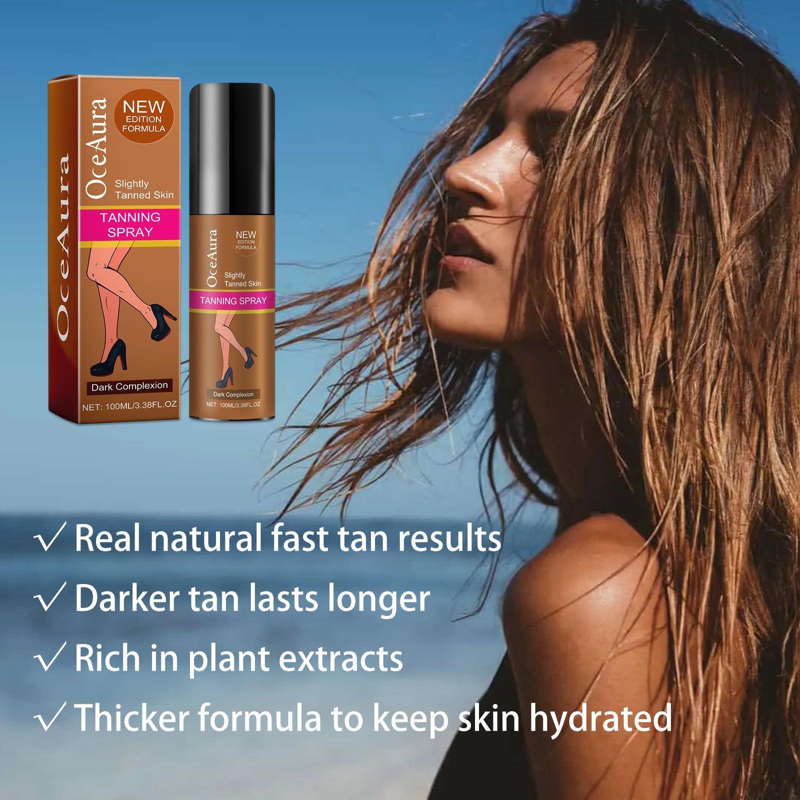 Blackening Spray, Natural Tanning, Quick Promoting Blackening, Summer Beach Glow ,100ml