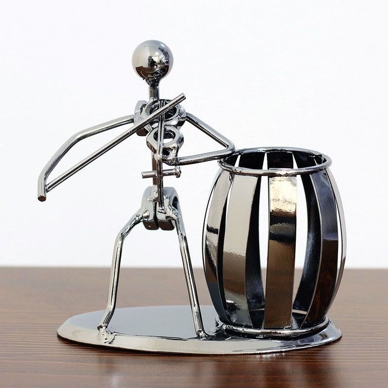 Musician Pattern Pen Holder Iron Art Music Figure Desktop Organizer Home Decoration