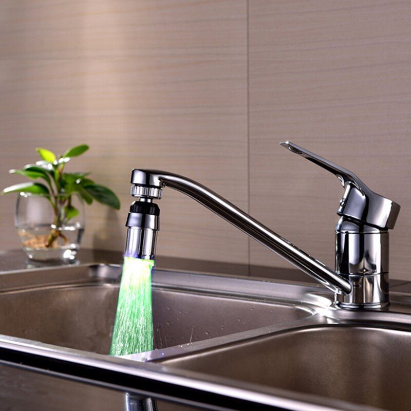 LED Water Faucet Light Temperature Sensitive Tap With 3 Color Changing For Kitchen Bathroom