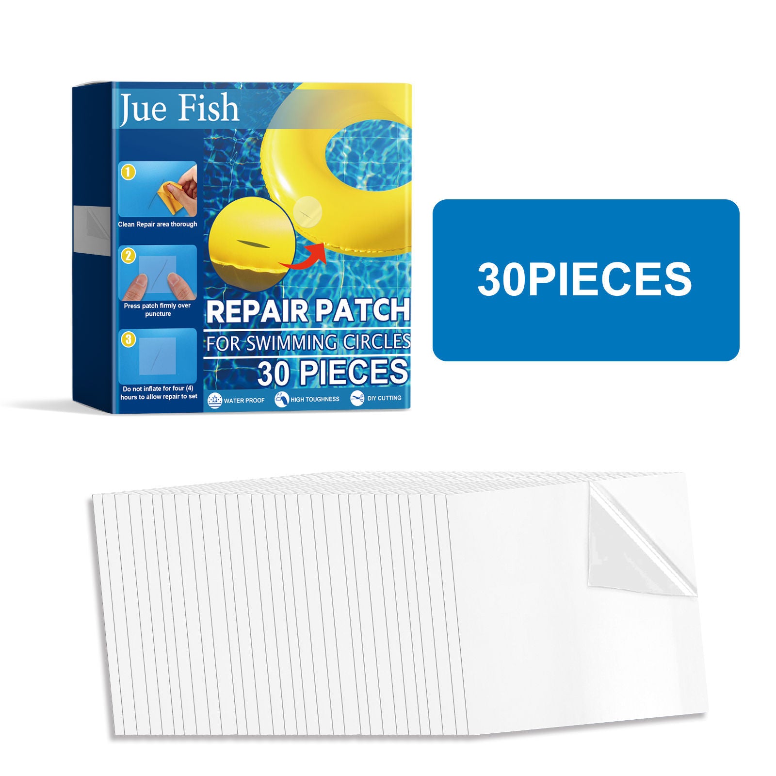Waterproof Patch Repair Kit for Inflatable Toys, Pools, Tents, Leak Fix, Durable Adhesive ,30pcs