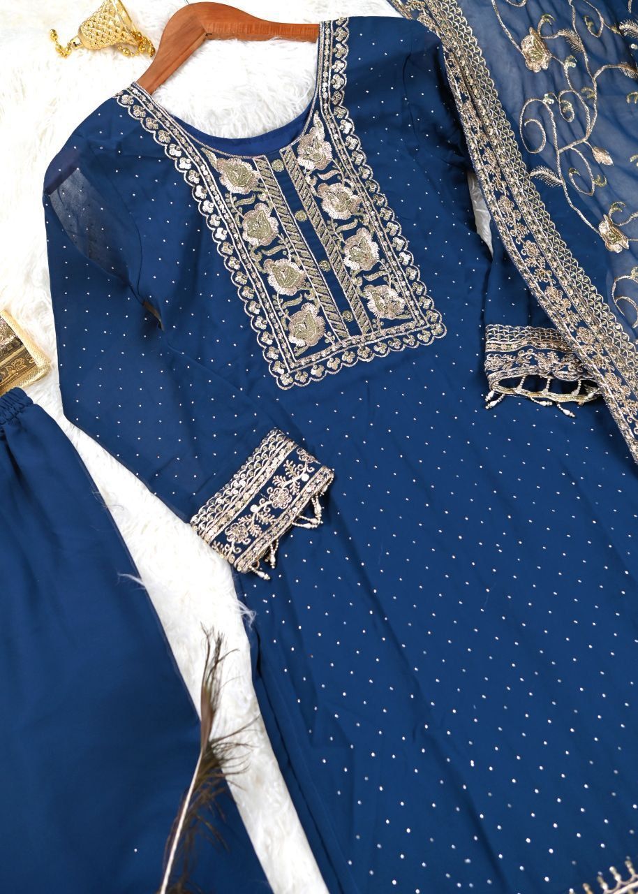 Fab Zone Women’s Designer Embroidered Kurti Suit Stone Work