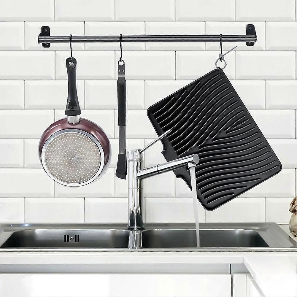 Silicone Dish Drying Mat for Kitchen Counter, Dish Drying Pad, Non-Slip Drain Pad with Built-in Drain Drying Mat