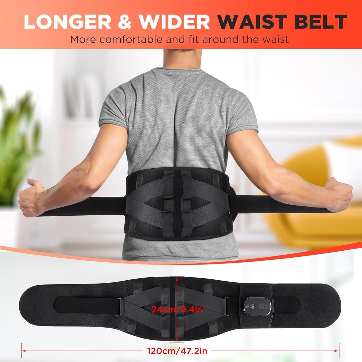 Cordless Heating Waist Belt Wearable Heated Pads Heating Massage Waist Support Brace