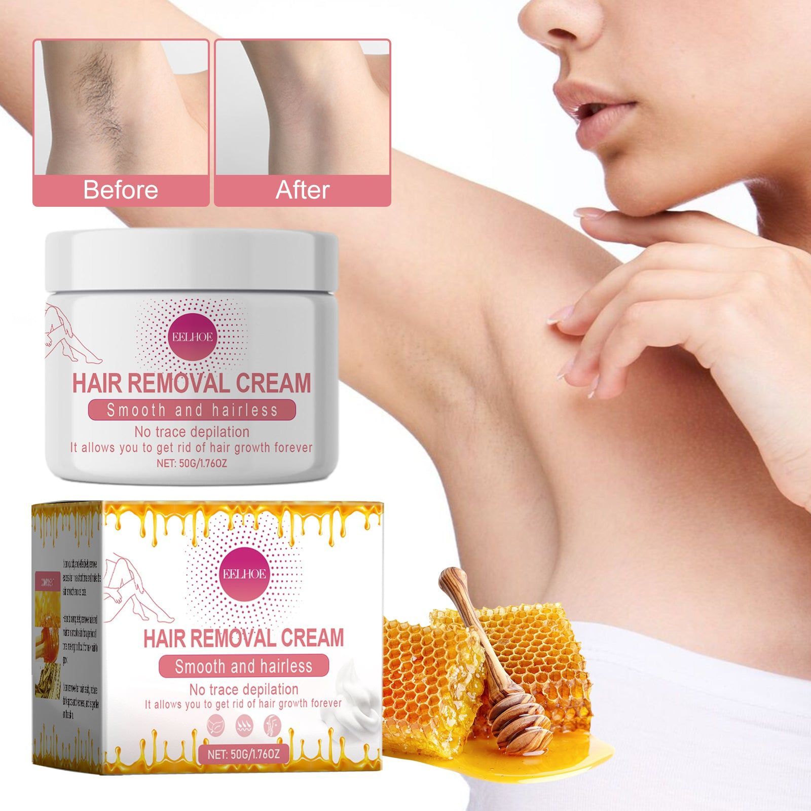 Body Hair Removal Cream, Gentle, Fast, Smooth Skin, No Pain, Moisturizing ,50g