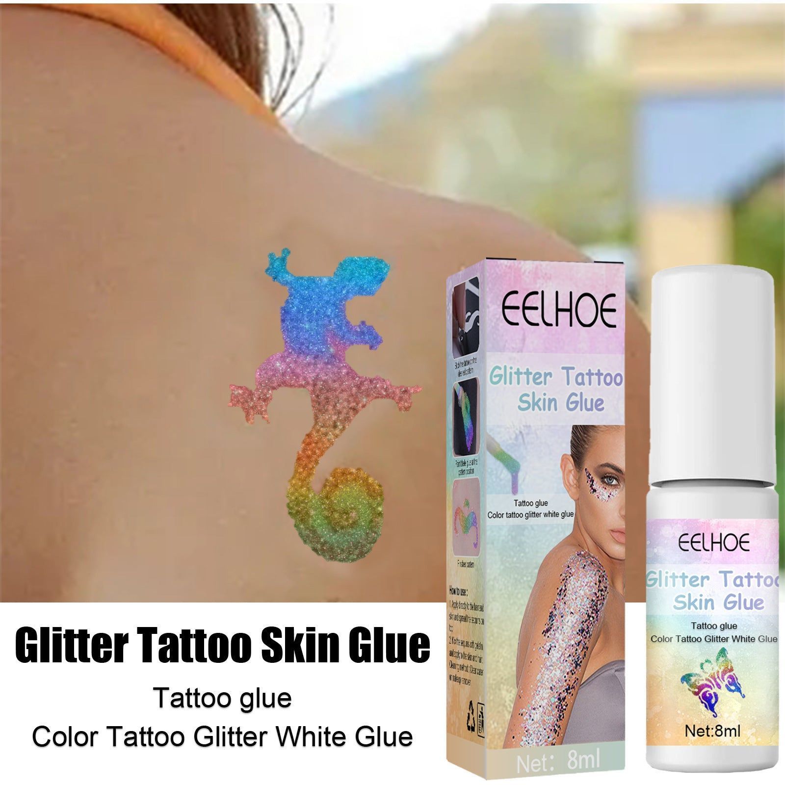 Bonded Lightweight Glitter Tattoo Skin Glue, Easy Artistic Body Face Makeup ,8ml