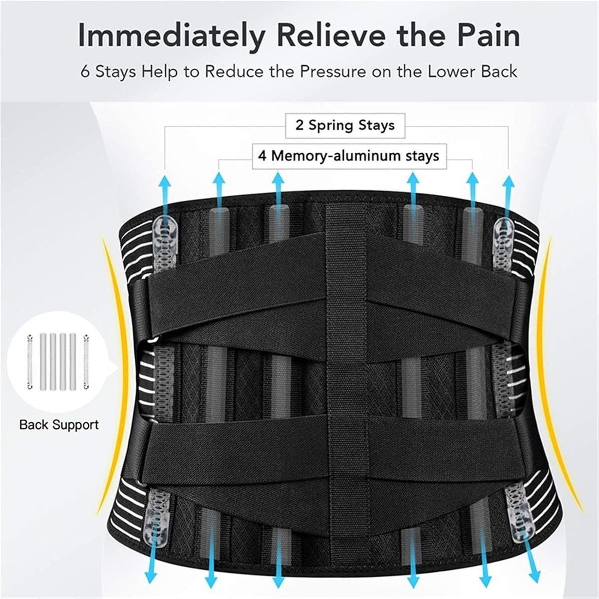 Lumbar Support Belt Waist Brace for Men Women Lower Back Pain Relief
