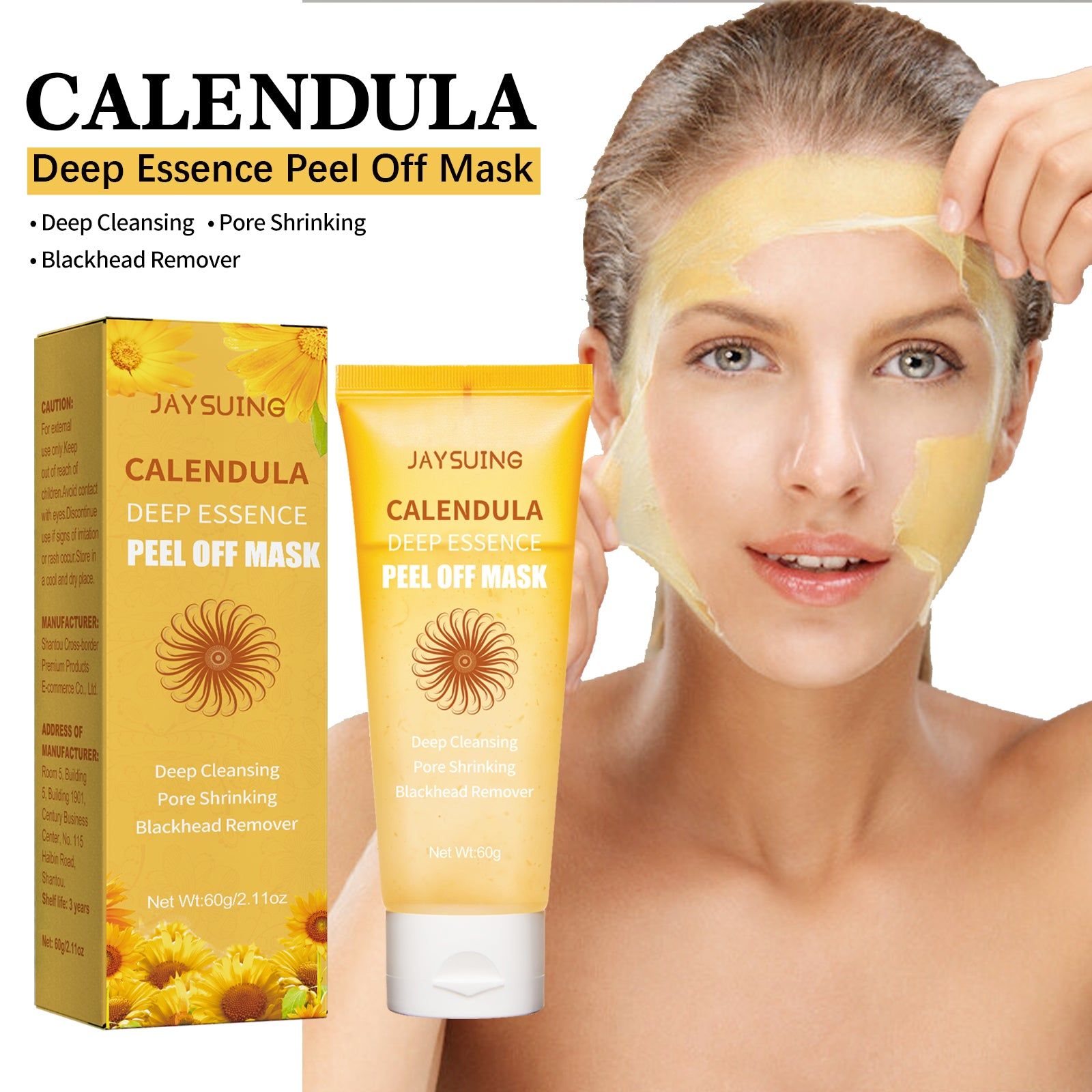 Brightening and Even Skin, Calendula Peel Mask for Clear Pores, Oil Control, Glow ,60g