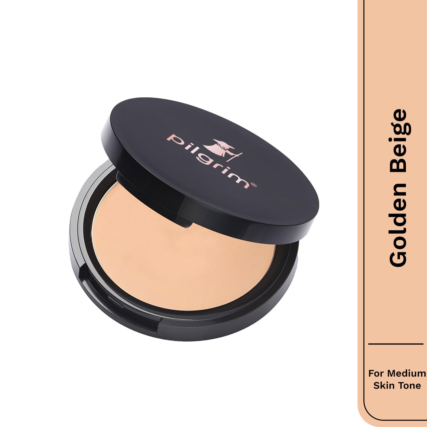 Pilgrim Golden Beige Matte Finish Compact Powder Absorbs Oil, Conceals & Gives Radiant Skin