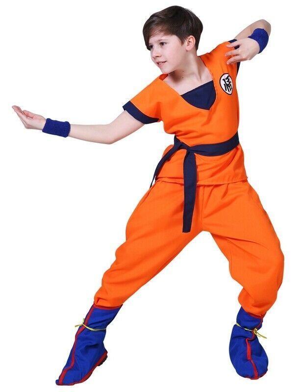 Goku Costume Set Dragon Ball Z Suit Halloween Anime Cosplay Outfit For Kids Adults